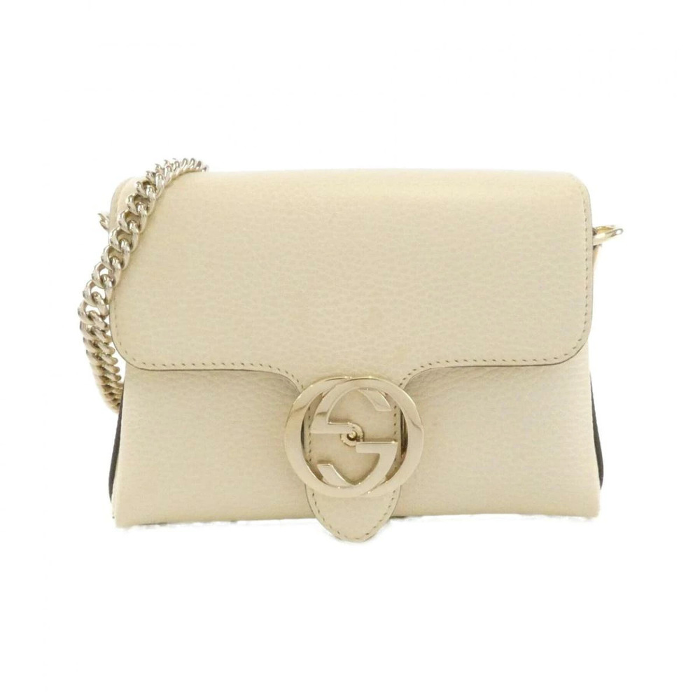 Gucci Interlocking G Shoulder Bag beige leather signature interlocking